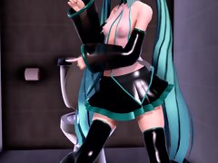 MMD الأزرق الشعر كتي لعبة الجنس الشرجي عصابة بانج CREAMPIE GV00184