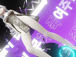 Off colour Anime-Mädchen tanzt + allmähliches Ausziehen (3D HENTAI)