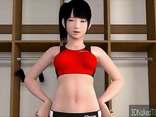 3d красоты с большими сиськами в трахал в ее молодой бритой киской