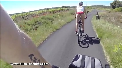 Nude in public biking on the road