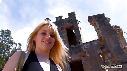 MyFirstPublic Ass fuck in public is what skinny blonde likes